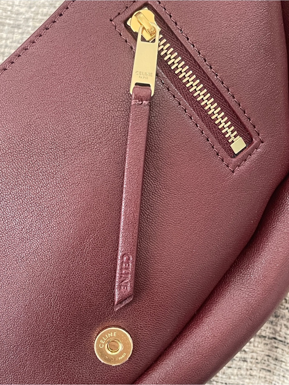 Celine Triomphe Half-Moon in Bordeaux with Gold Hardware - Picture 11 of 11